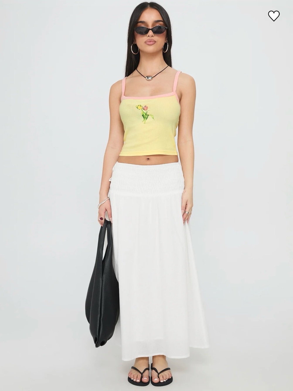 White Smocked Waist Maxi Skirt - Women